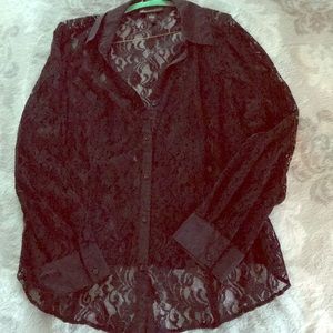 Lace See Thru Lane Bryant Button Up